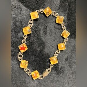 Silver Bracelet Dried Flowers